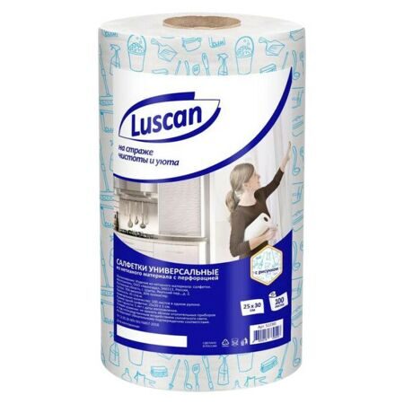 Салфетки хозяйственные Luscan нетканое полотно 25х30 см рулон 100 листов