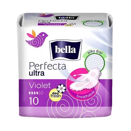 Прокладки женские супертонкие гигиенические впитывающие bella Perfecta ultra Violet deo fresh 10 шт